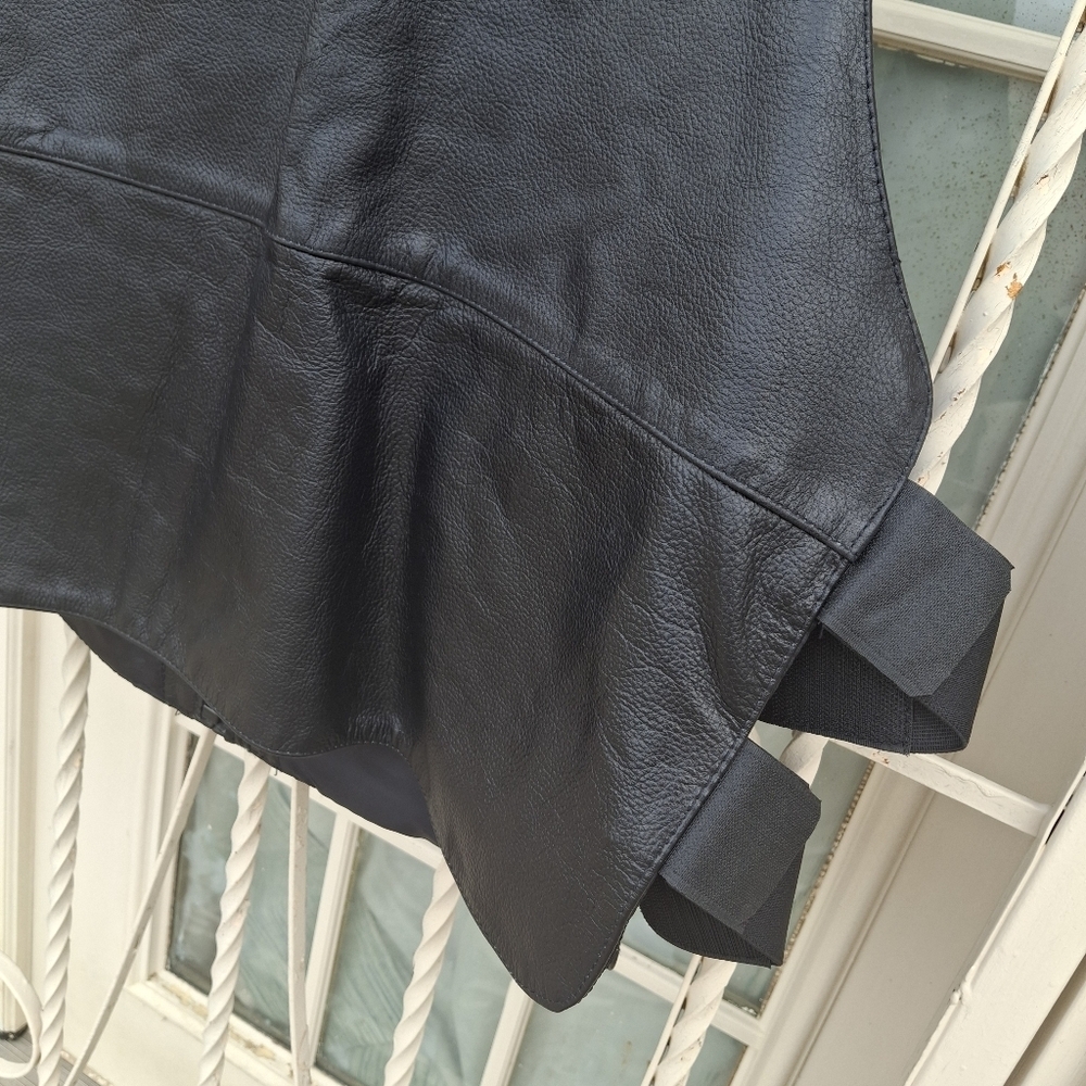 Xelement Bulletproof Style Hook & Loop Front Zipper Black Leather Vest SZ Small - Picture 9 of 16